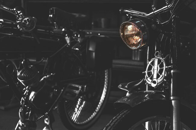 Mountain Bike With Headlamp Closeup
